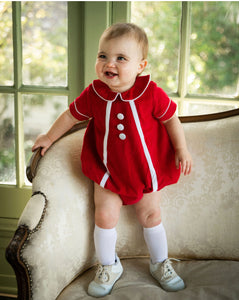 Red Corduroy Christmas Baby Boy Romper