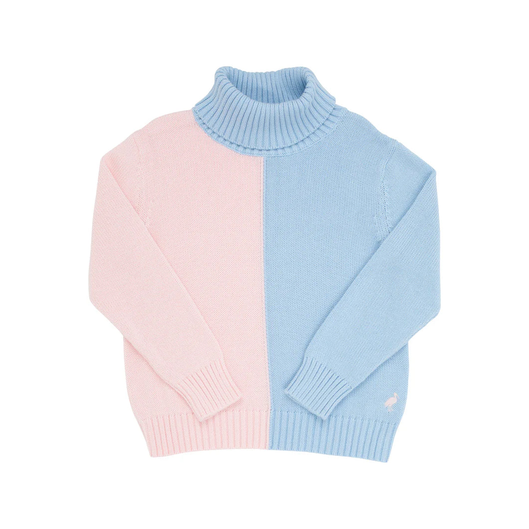 Townsend Turtleneck Sweater - Palm Beach Pink and Beale Street Blue