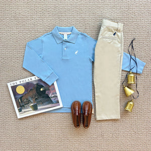 Long Sleeve Prim & Proper Polo - Barrington Blue with Worth Avenue White