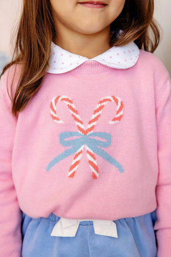 Isabelle's Intarsia Sweater - Hamptons Hot Pink with Candy Canes