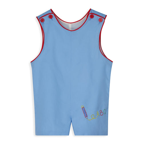 Lincoln Romper Liberty Blue with Pencils