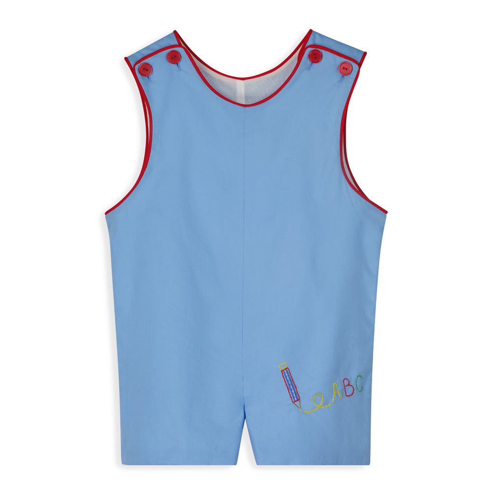 Lincoln Romper Liberty Blue with Pencils