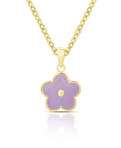 Flower Pendant Necklace - Purple