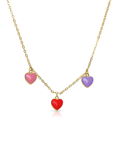 Hearts Dangle Necklace - Multi