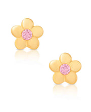 Load image into Gallery viewer, Flower CZ Stud Earrings in 18K Gold over Sterling Silver - Pink