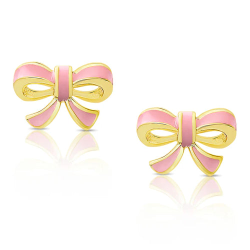 Bow Stud Earrings - Pink