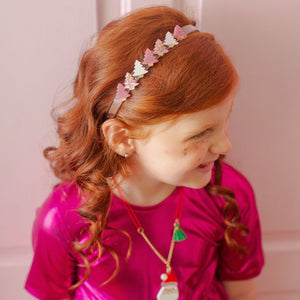 Mini Christmas Tree Pink Pearlized Headband