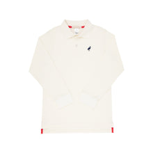 Load image into Gallery viewer, Long Sleeve Prim &amp; Proper Polo - Palmetto Pearl with Nantucket Navy Stork