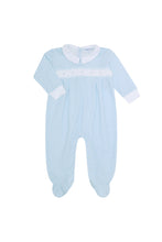 Load image into Gallery viewer, Blue Gingham Smocked Footie