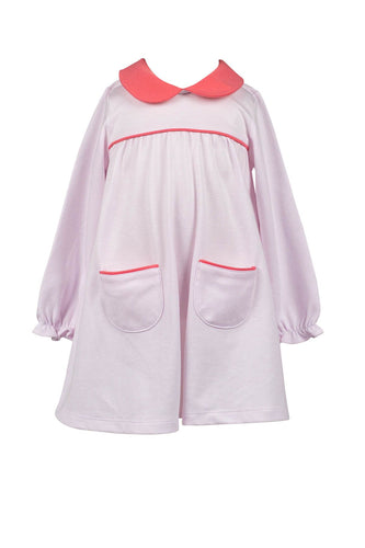 Long Sleeve Yoke Dress - Light Pink Stripe