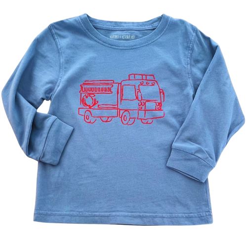 Denim Blue Fire Truck T-Shirt