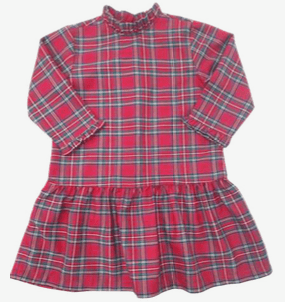 Red Christmas Plaid Penelope Drop Waist Dress