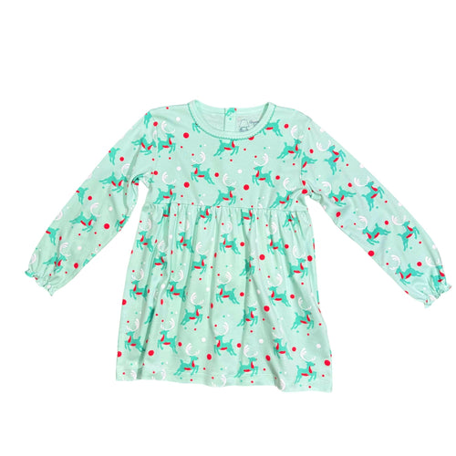 Long Sleeved Playtime Dress - Retro Reindeer