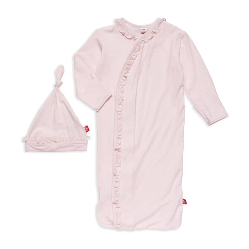Modal Magnetic Gown & Hat Set - Pin Dot Pink