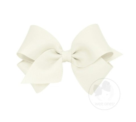 Classic Grosgrain Hair Bow - Antique White