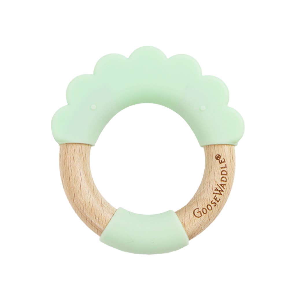 Silicone + Wood Teether: Lion/Mint